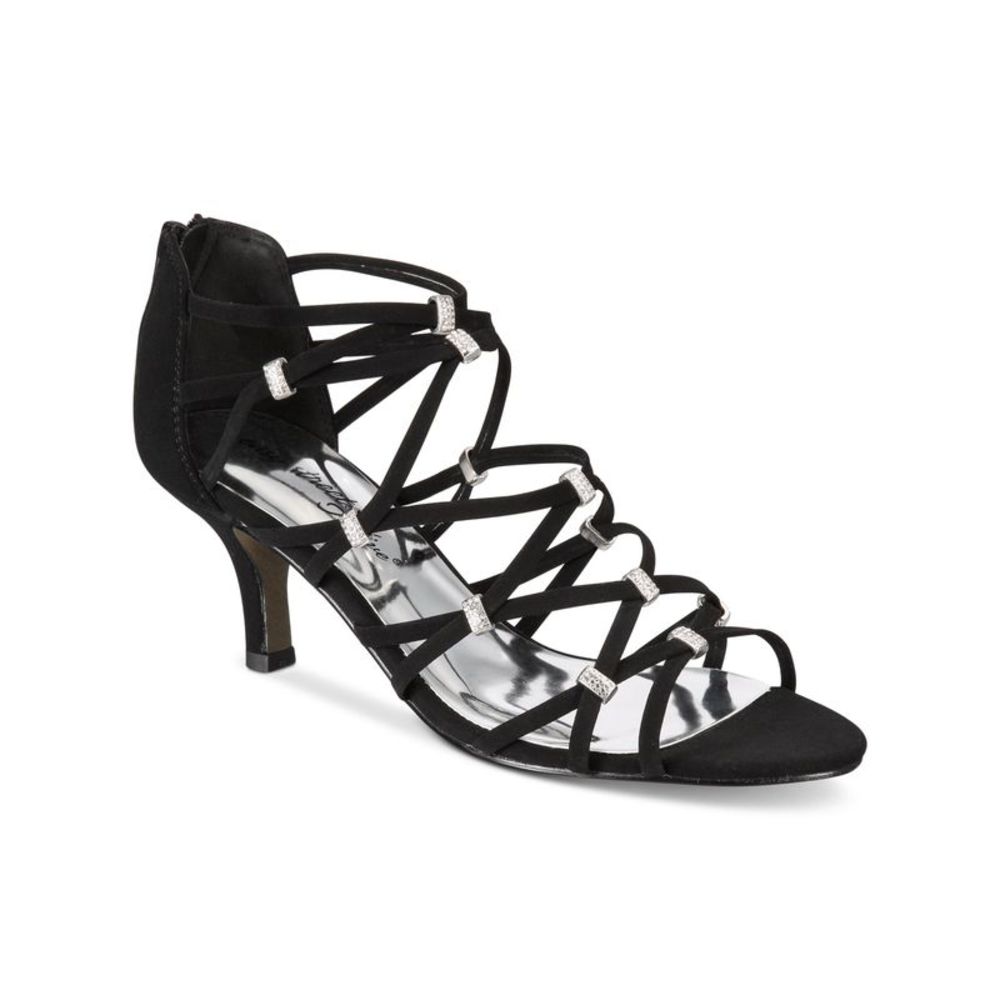 EASY STREET ALIVE AT 5 Womens Black Caged Sparkling Nightingale Sandals 8 M